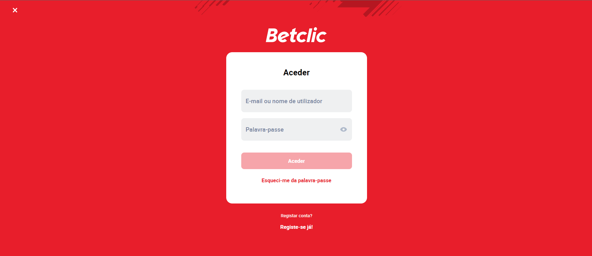 Schermata di registrazione Betclic