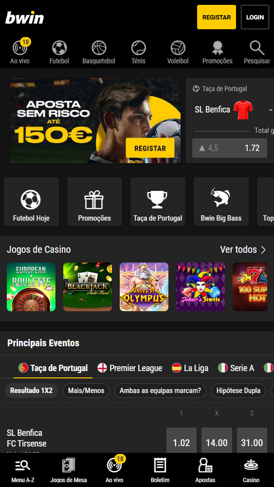 Bwin Apostas desportivas Móveis