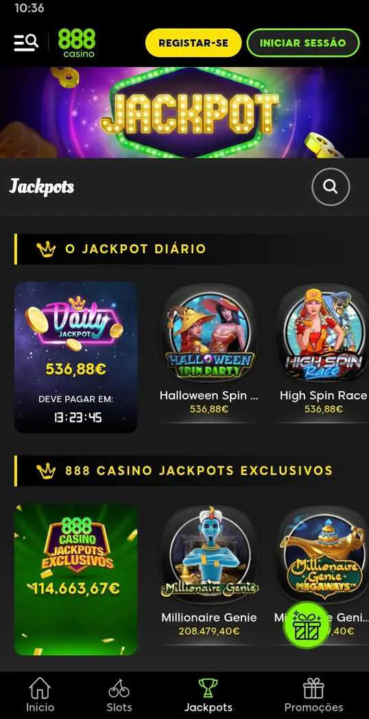 Interfaz de 888casino online