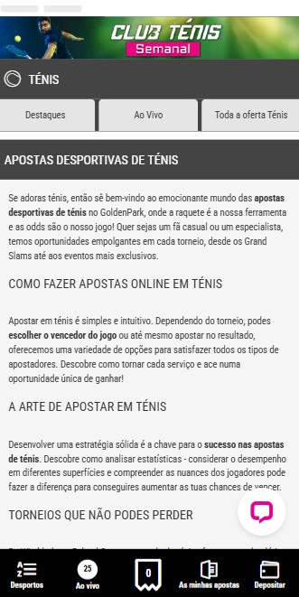 Goldenpark Portugal Tenis movil