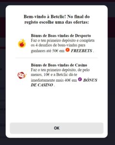 Bonus de boas-vindas Betclic Portugal