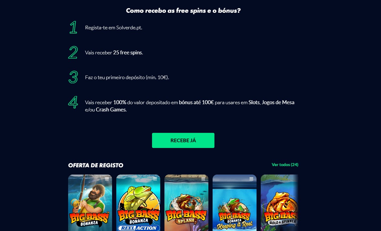 Como recebo as free spins e o bonus Solverde Portugal