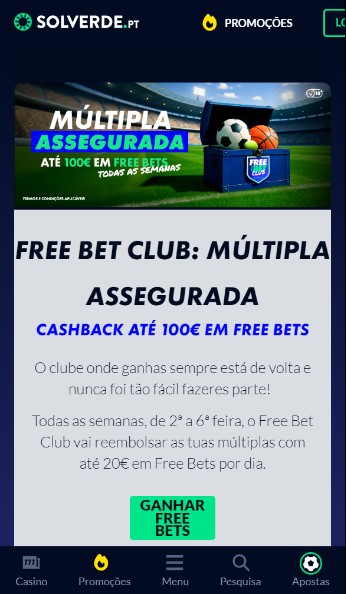 Freebet Club Solverde Portugal