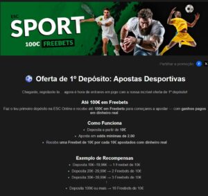 Bonus Apostas Esportivas Gratis ESC Online Portugal