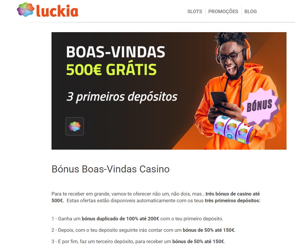 Bonus de Boas vindas Luckia portugal