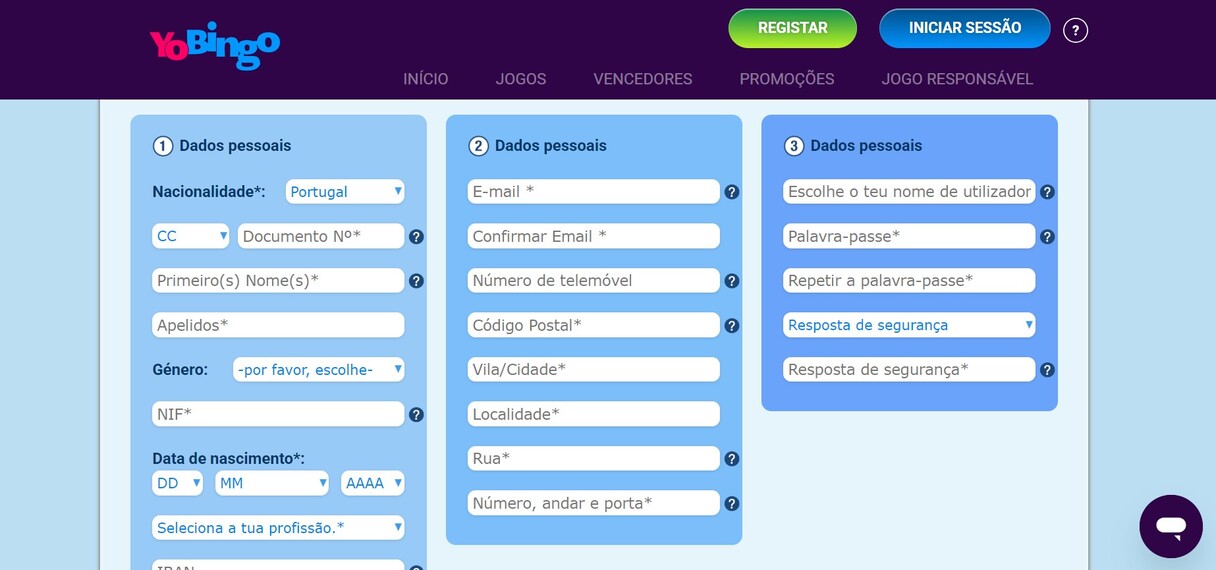 Registar YoBingo Casino Portugal pc