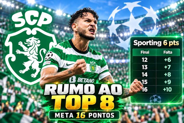 Sporting procura chegar aos 16 pontos para entrar no Top 8 da Champions